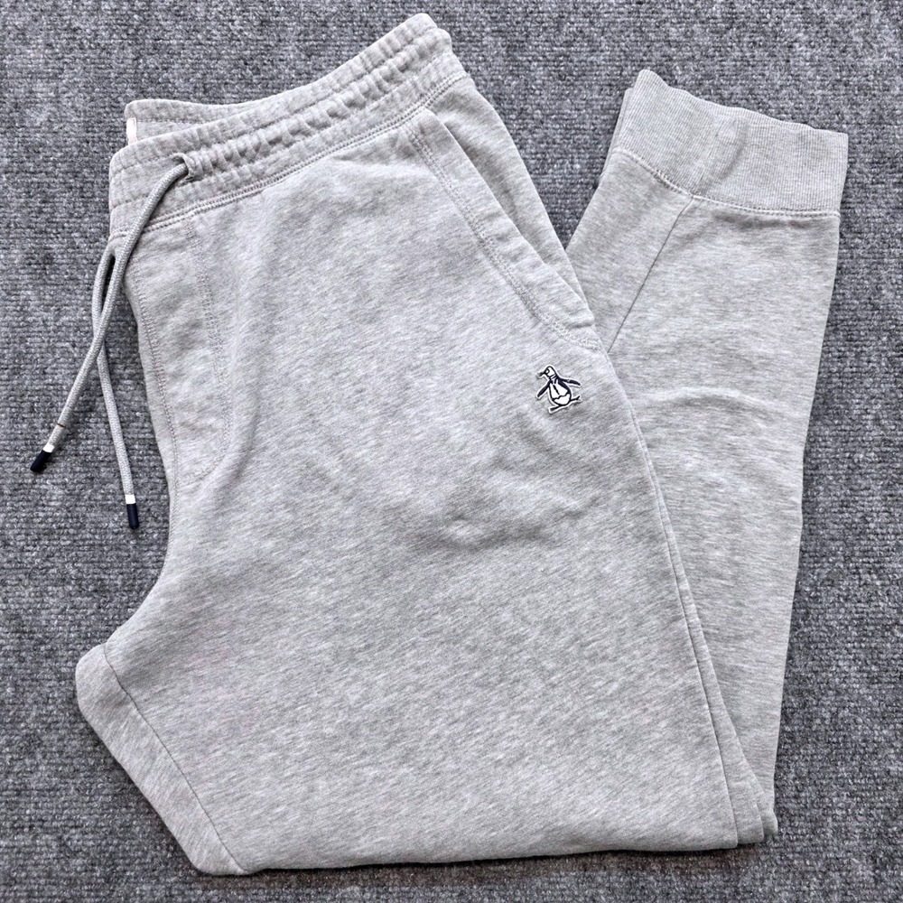 Original Penguin Men's XL Jogger Sweatpants Gray Fleece Drawstring Lounge Pants